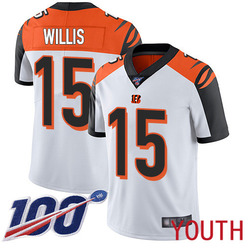 Cincinnati Bengals Limited White Youth Damion Willis Road Jersey NFL Footballl 15 100th Season Vapor Untouchable